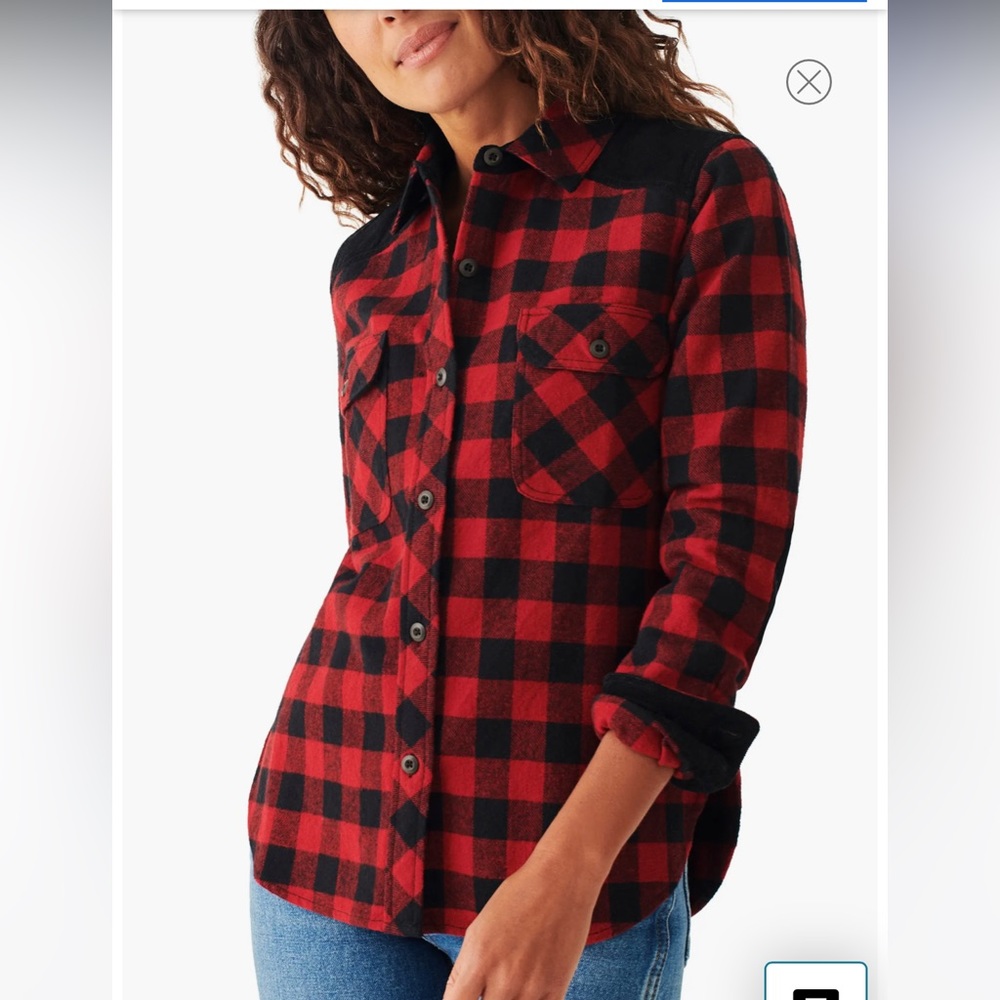 Faherty “Buffalo Daly” Red & Black Plaid Button Down Shirt - Jacket Shacket - M